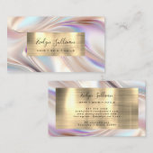 フェイク真珠光沢アイボリー及び金ゴールド箔名刺 名刺 (正面/裏面)