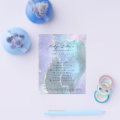 フェイク真珠光沢ブルー美しいサロン チラシ (シングル)