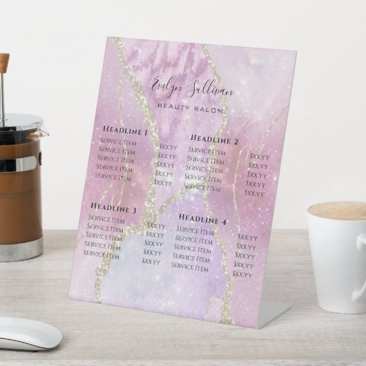 フェイク真珠光沢効果美しいサロン価格表 台座サイン (インサイチュ)