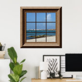 フェイク窓ポスタービーチシリラックスーンの表示 ポスター (ホームオフィス)