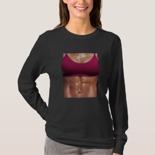 フェイク筋女性フィットネス女性体 Tシャツ