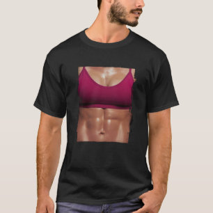 フェイク筋女性フィットネス女性体 Tシャツ