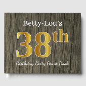 フェイク素朴金ゴールド38th Birthday Party;名前をカスタムする ゲストブック (正面)