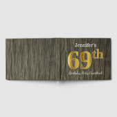 フェイク素朴金ゴールド69th Birthday Party;名前をカスタムする ゲストブック (全面)