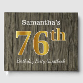 フェイク素朴金ゴールド76th Birthday Party;名前をカスタムする ゲストブック (正面)