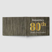 フェイク素朴金ゴールド80th Birthday Party;名前をカスタムする ゲストブック (全面)