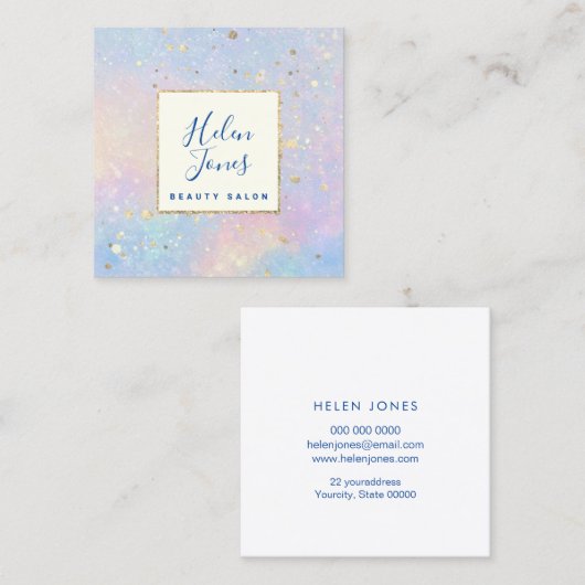 フェイク絵を描金ゴールドの水彩 スクエア名刺 (正面/裏面)