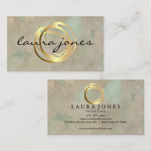 フェイク絵を描金ゴールド円デザイナー名刺 名刺 (正面/裏面)