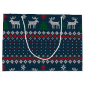 フェイク編み物模様クリスマスツリーと鹿 ラージペーパーバッグ (裏面)