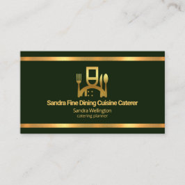フェイク縁ど金ゴールドエメラルドグリーンケータリング 名刺