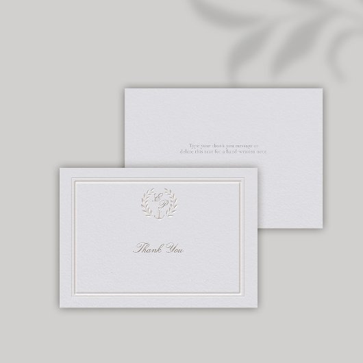 フェイク航海のフォーマルいかりアイボリー結婚s サンキューカード