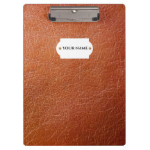 フェイク茶色の革のクリップボード