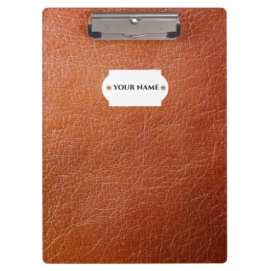 フェイク茶色の革のクリップボード クリップボード (正面)