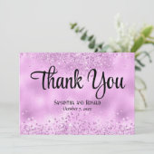 フェイク薄紫グリッター及びホイ結婚ルサンキューカード サンキューカード (スタンド正面)
