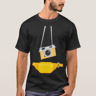 フェイク観光客フォトグラファーぶら下がったストラップのカメラ&W Tシャツ