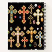 フェイク誕生石がクロスし、黒い宝石がルーズ ノートブック (裏面)