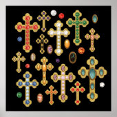 フェイク誕生石がクロスし、黒い宝石がルーズ ポスター (正面)