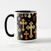 フェイク誕生石がクロスし、黒い宝石がルーズ マグカップ (左)