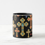 フェイク誕生石がクロスし、黒い宝石がルーズ マグカップ (中央)