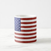 フェイク赤白青レザーUSA国旗 コーヒーマグカップ (中央)