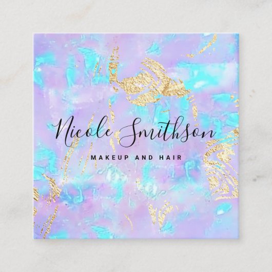 フェイク赤紫色オパール スクエア名刺 (正面)