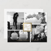 フェイク金ゴールドありがとう結婚4枚の写真はがき ポストカード (正面/裏面)