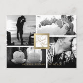 フェイク金ゴールドありがとう結婚4枚の写真はがき ポストカード (正面)