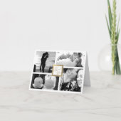 フェイク金ゴールドありがとう結婚4枚の写真カード サンキューカード (正面)