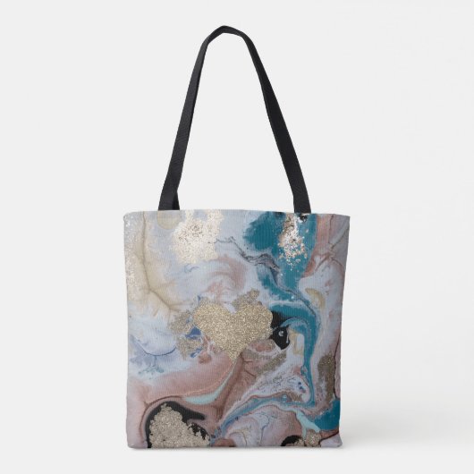 フェイク金ゴールドきらびやかなハートカッコいい金ゴールド大理石テクスチャ トートバッグ (裏面)