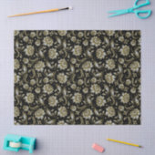 フェイク金ゴールドとグリッターダマスク黒い背景 薄葉紙 (クラフト)