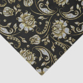 フェイク金ゴールドとグリッターダマスク黒い背景 薄葉紙 (詳細)