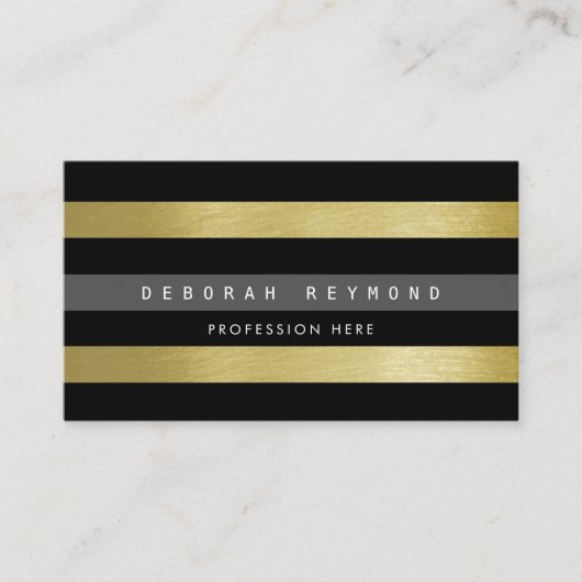 フェイク金ゴールドとブストライプラックモダン。 名刺 (正面)