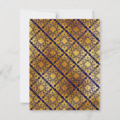 フェイク金ゴールドとブルー結婚ズ 招待状 (裏面)