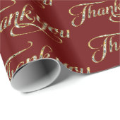 フェイク金ゴールドと白グリッター感謝していユー文字 ラッピングペーパー (ロールコーナー)