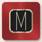 フェイク金ゴールドと赤色メタリックの外観 コースター (正面)