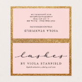 フェイク金ゴールドと赤面のピンクのまつげアフターケア 名刺 (外部フラット)