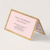 フェイク金ゴールドと赤面のピンクのまつげアフターケア 名刺 (裏面)