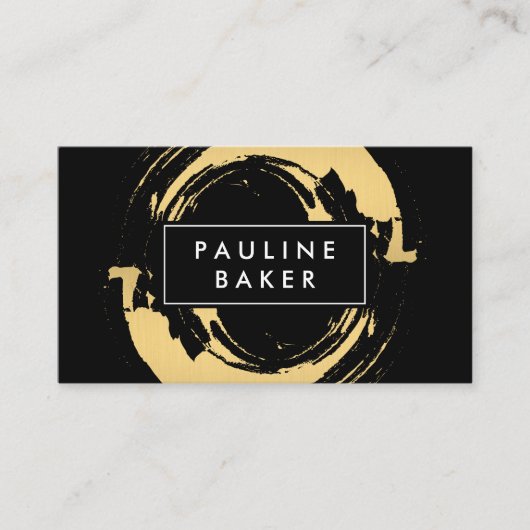 フェイク金ゴールドに白黒ラベルのバリエーションを付ける 名刺 (正面)