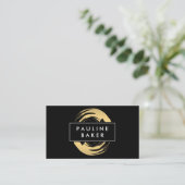 フェイク金ゴールドに白黒ラベルを付ける 名刺 (スタンド正面)