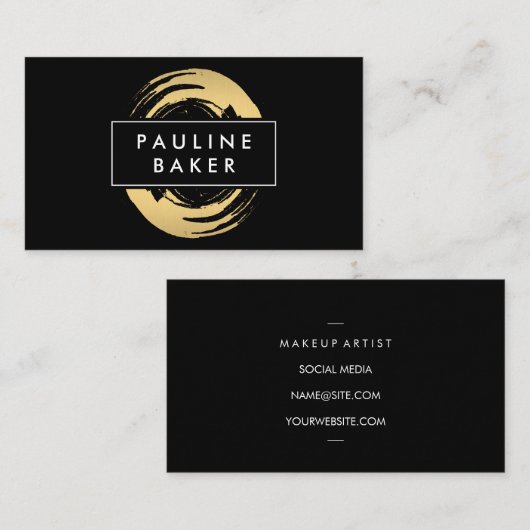 フェイク金ゴールドに白黒ラベルを付ける 名刺 (正面/裏面)