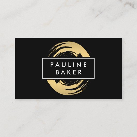 フェイク金ゴールドに白黒ラベルを付ける 名刺 (正面)