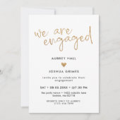 フェイク金ゴールドの手書き入婚約した力 招待状 (正面)