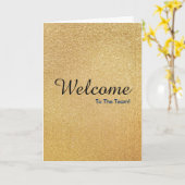 フェイク金ゴールドの新規従業員の歓迎 カード (黄色い花)