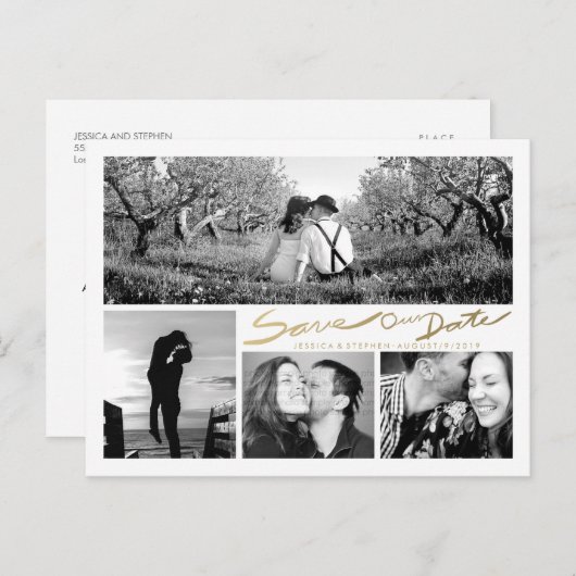 フェイク金ゴールドの書き救込み白葉書 案内ポストカード (正面/裏面)