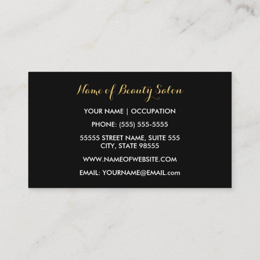 フェイク金ゴールドはさみストライプフローラヘアサロン 名刺 (裏面)