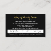 フェイク金ゴールドはさみピンクフローラサロンアポイントメント 予約カード (裏面)