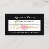 フェイク金ゴールドはさみピンクフローラヘアアポイントメント 予約カード (裏面)