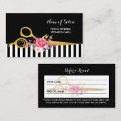 フェイク金ゴールドはさみピンクフローラヘアサロン紹介 紹介カード (正面/裏面)