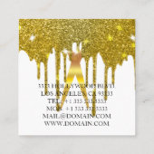 フェイク金ゴールドはさみ美容師点滴 スクエア名刺 (裏面)