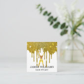 フェイク金ゴールドはさみ美容師点滴 スクエア名刺 (スタンド正面)